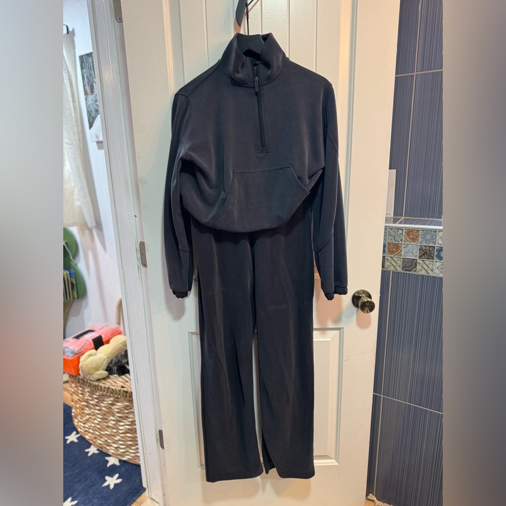 Black Quarter-Zip Lululemon Fleece Jumpsuit
